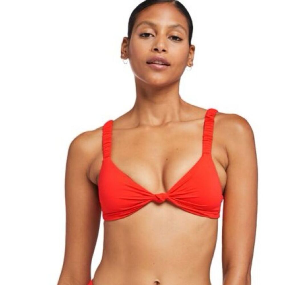 Vitamin A Zuri Bralette Knot Bikini Top Red L